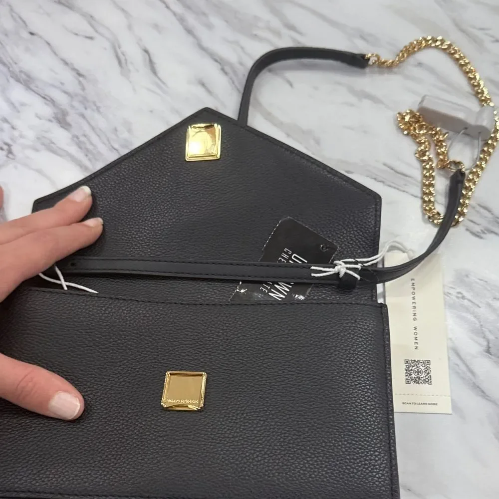 Tory Burch Black Crossbody Bag with Gold Chain